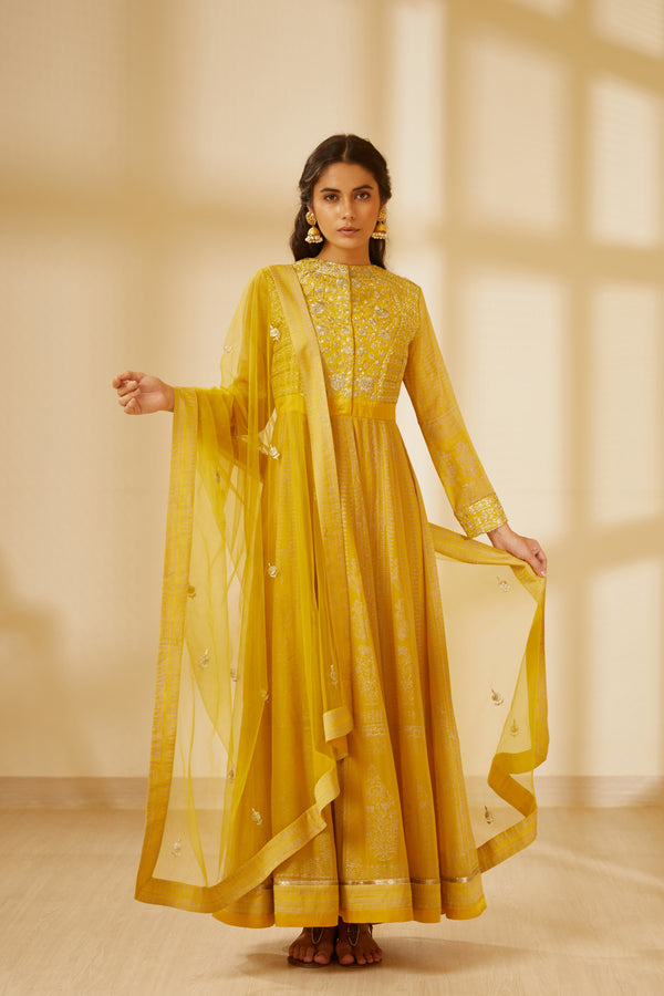 Mustard Yellow Anarkali Set