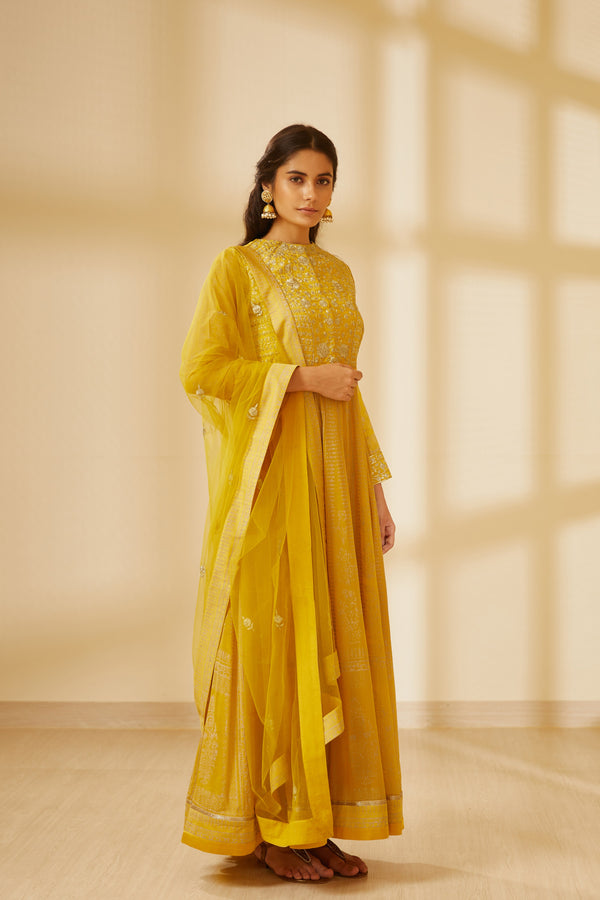 Mustard Yellow Anarkali Set