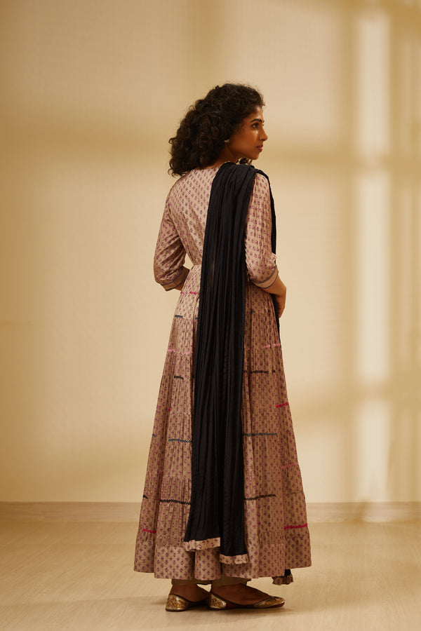 Natural Mauve Anarkali Set.