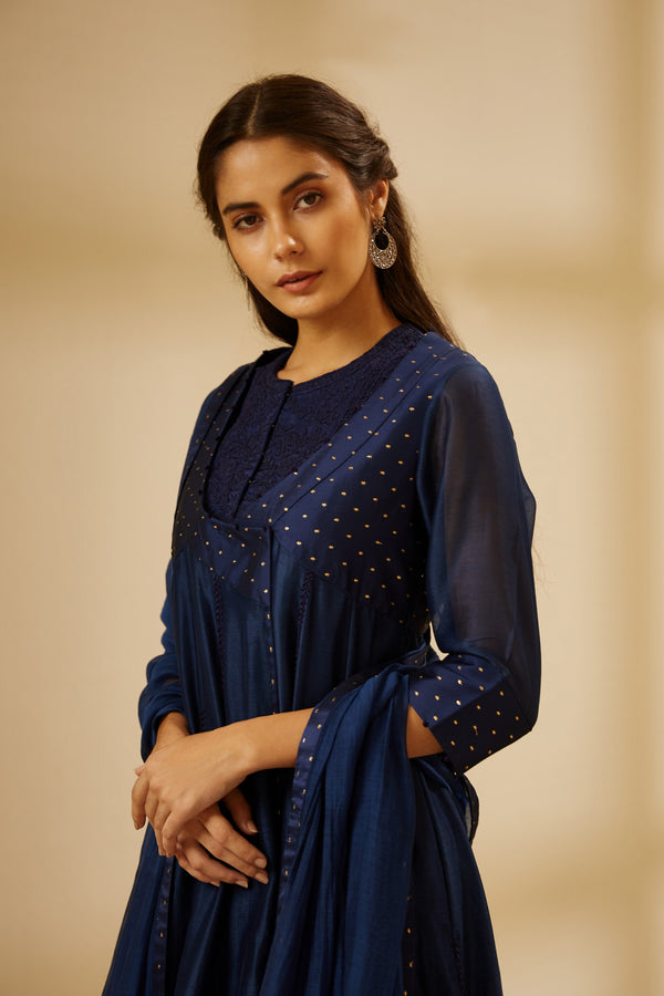 Navy Blue Angrakha Set