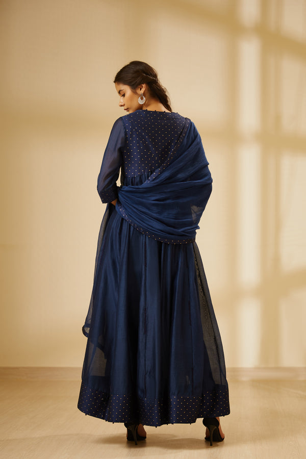 Navy Blue Angrakha Set