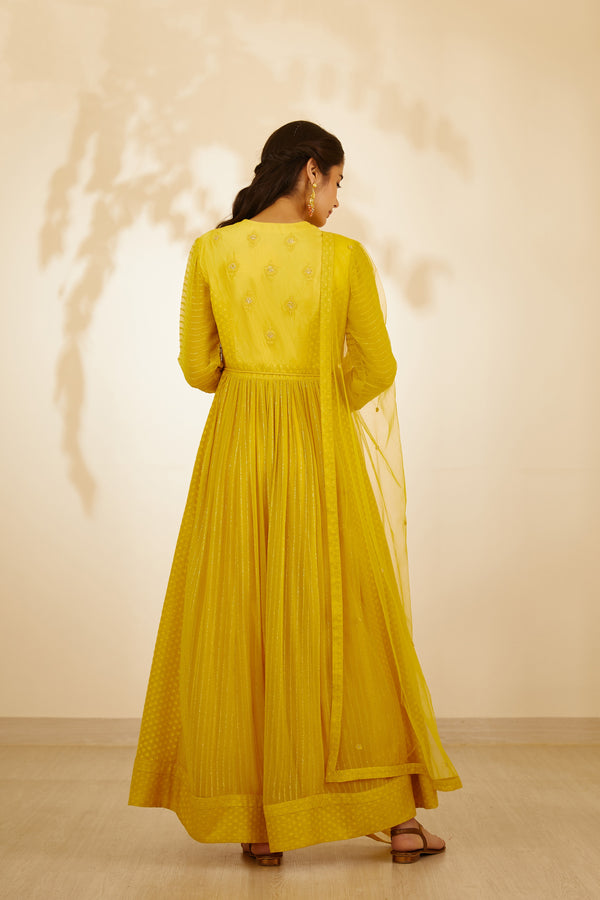 Mustard Yellow Anarkali Set.