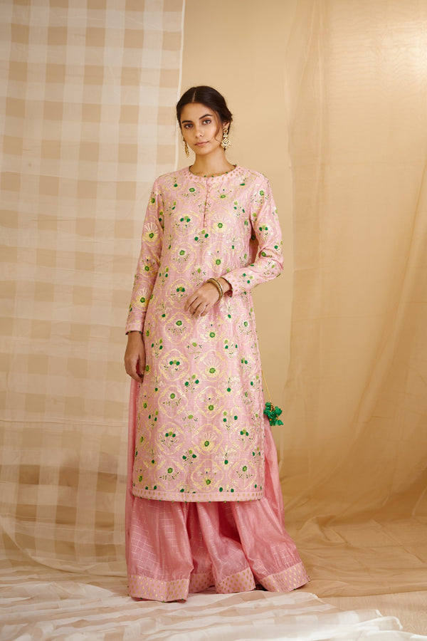 Pink Kurta & Skirt Set.