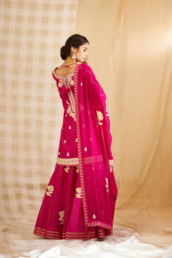 Magenta Pink Kurta & Skirt Set.