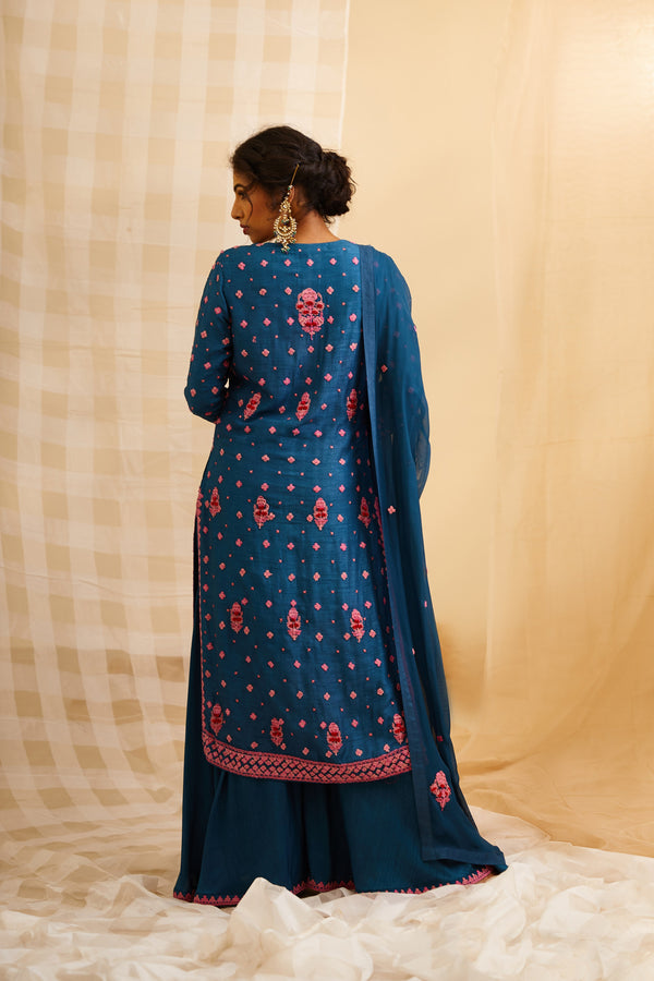 Teal Blue Kurta Set.