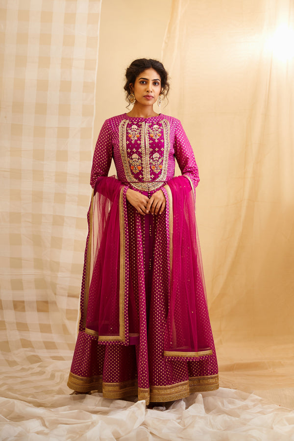 Wine Pink Anarkali Set.