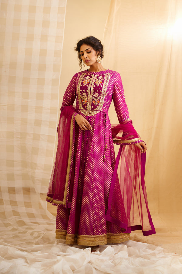 Wine Pink Anarkali Set.