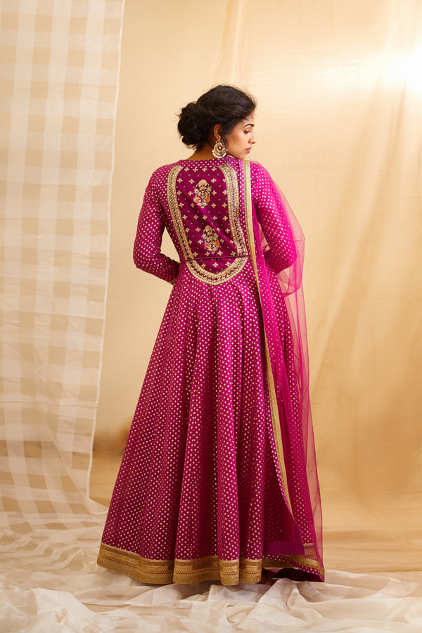 Wine Pink Anarkali Set.