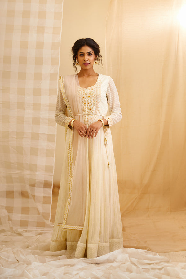 Ivory Anarkali set.