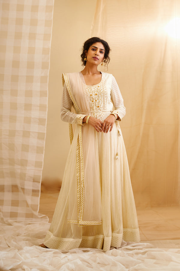 Ivory Anarkali set.