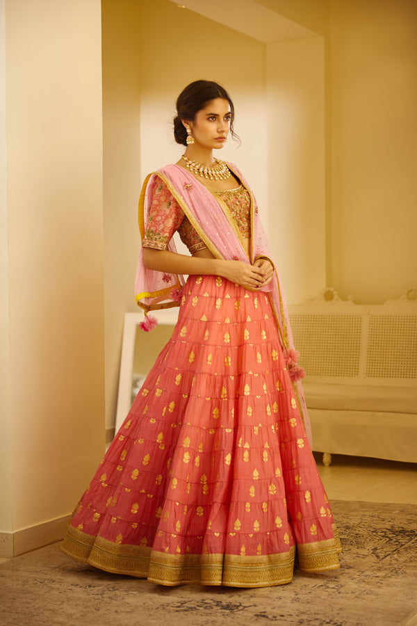 Coral Pink Lehenga Set.