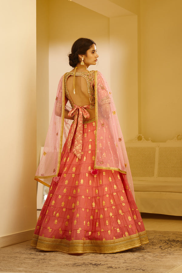 Coral Pink Lehenga Set.