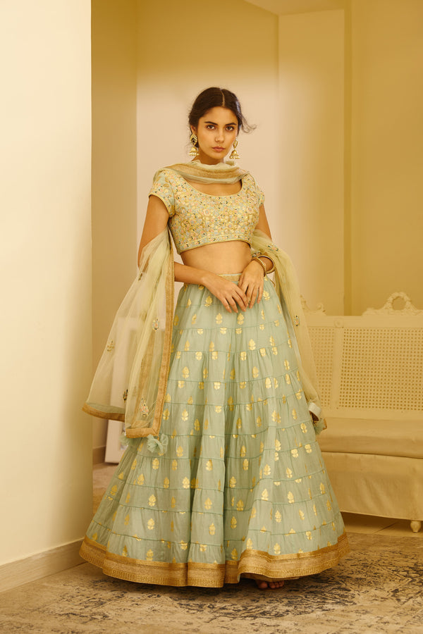 Sea Green Lehenga Set.