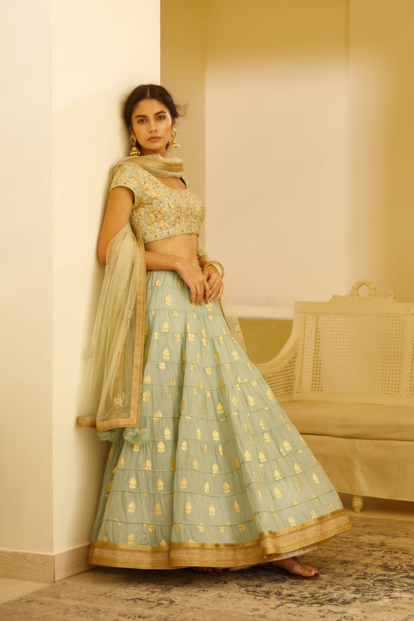 Sea Green Lehenga Set.