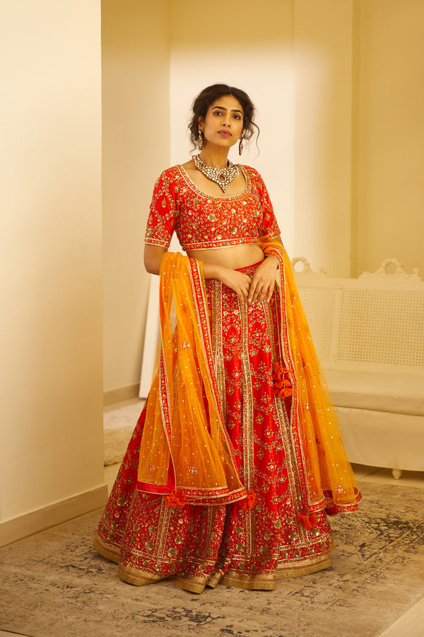 Red Lehenga Set.