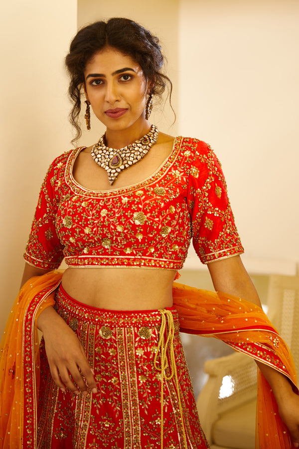 Red Lehenga Set.