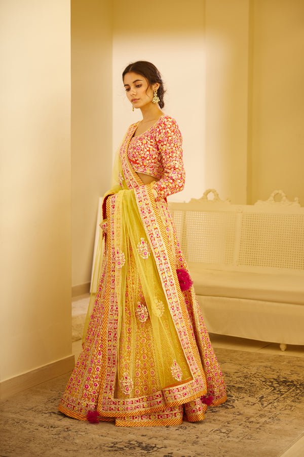 Multicolored Lehenga Set.