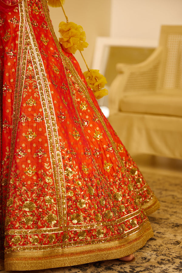 Coral Lehenga Set.