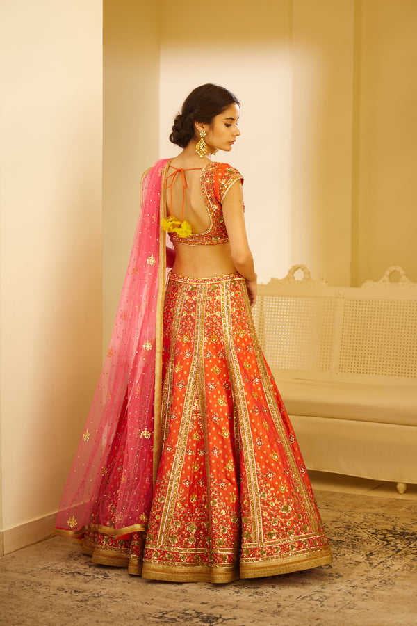 Coral Lehenga Set.