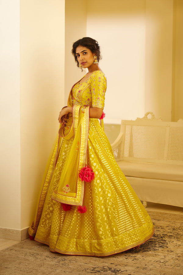 Mustard Yellow Lehenga Set.