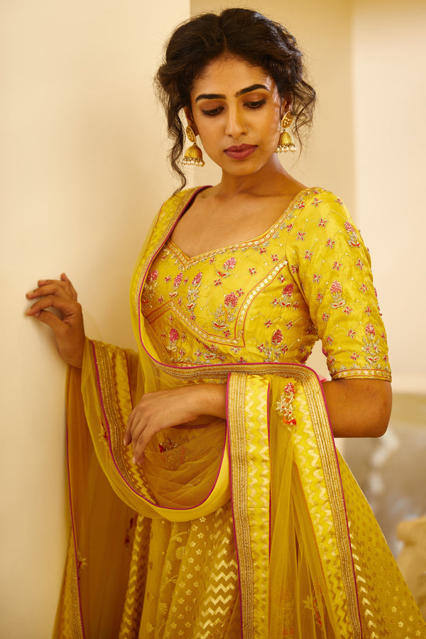 Mustard Yellow Lehenga Set.