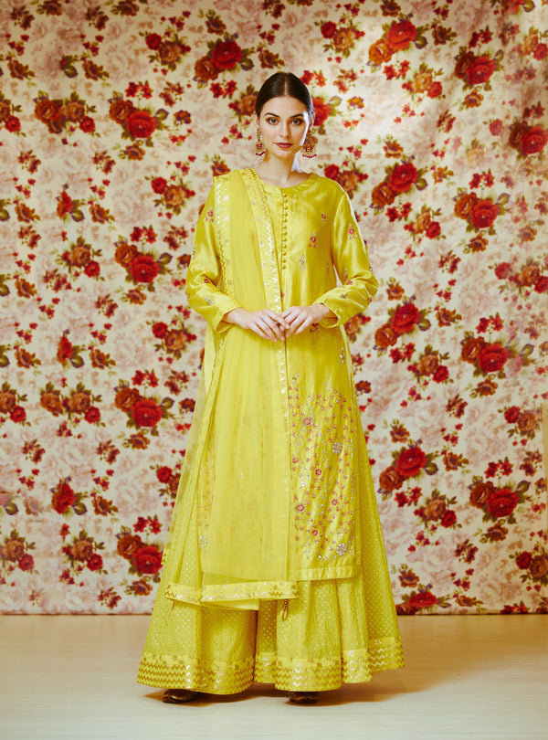 Yellow Kurta & Skirt set.