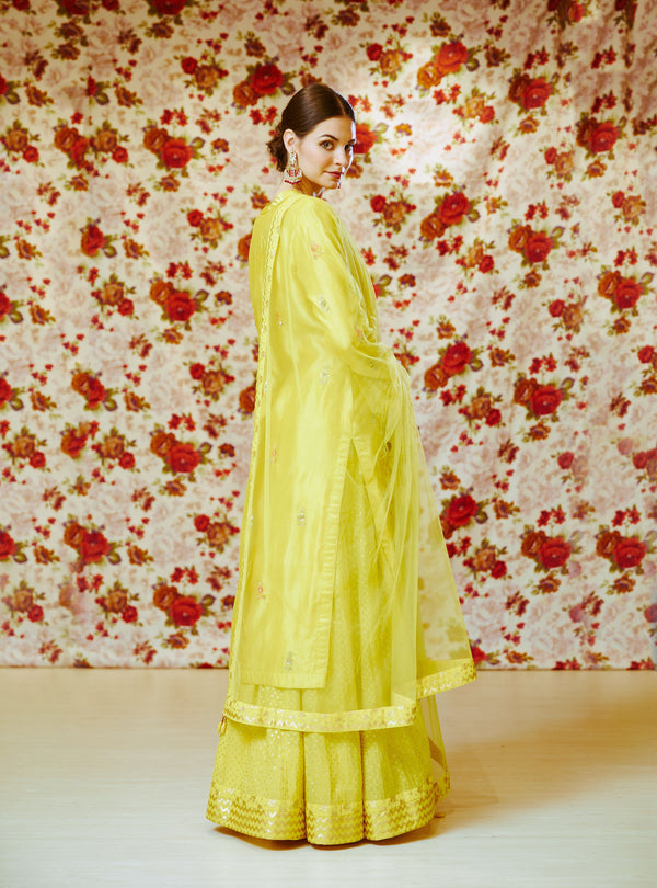 Yellow Kurta & Skirt set.