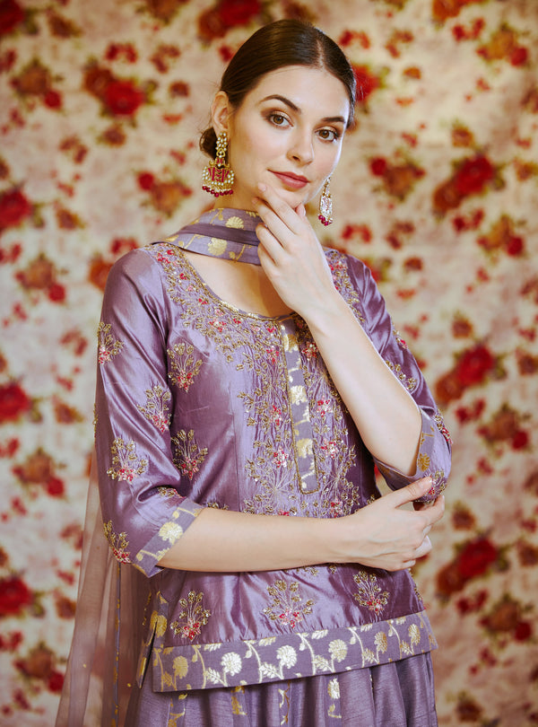 Mauve Lehenga Set.