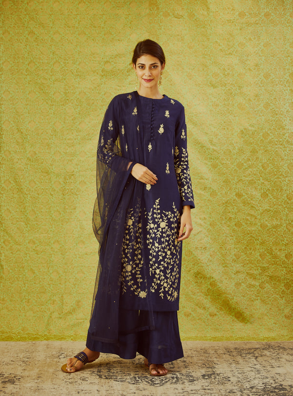 Navy Blue Kurta Set.