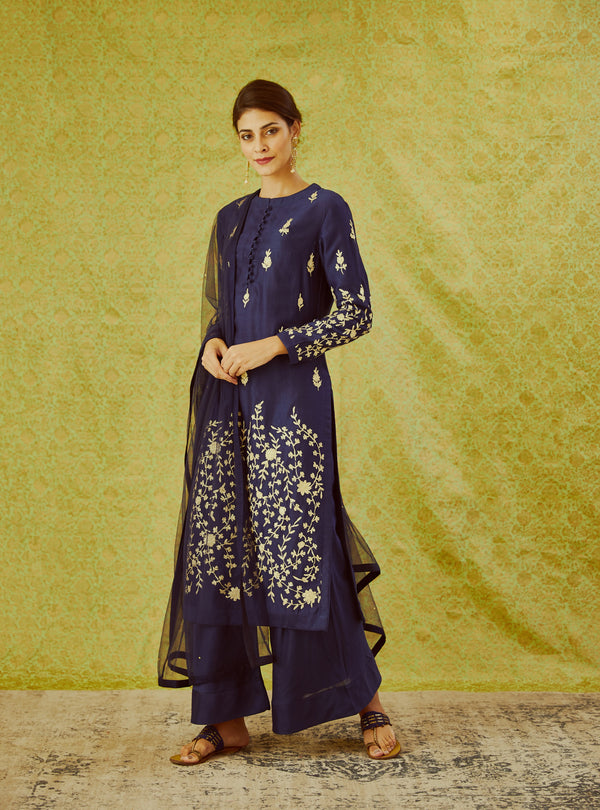 Navy Blue Kurta Set.