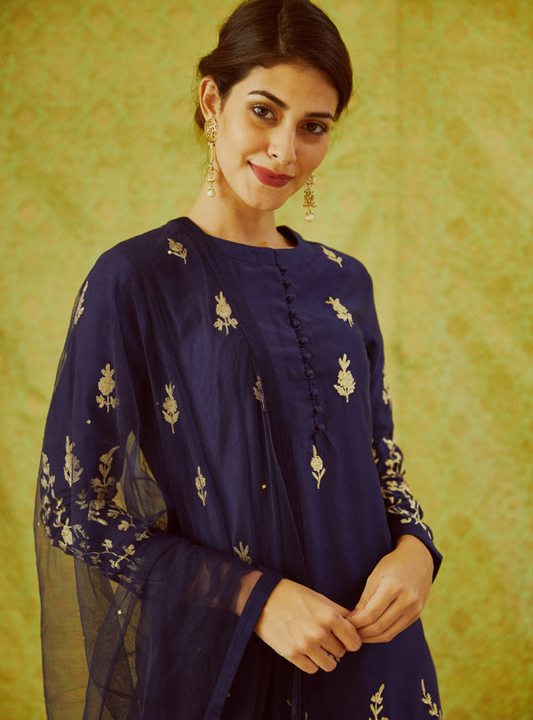 Navy Blue Kurta Set.