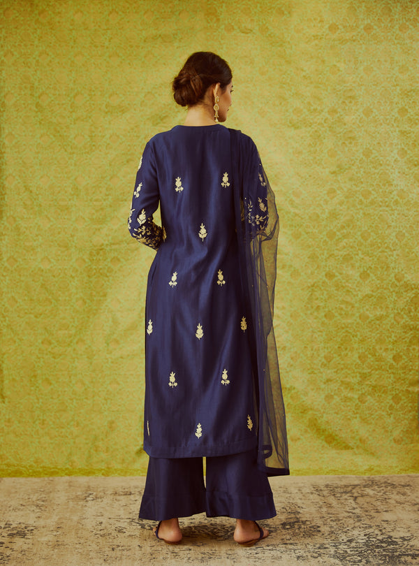 Navy Blue Kurta Set.