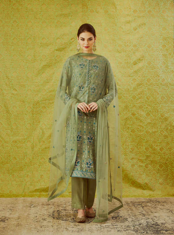 Neutral Green Kurta Set.