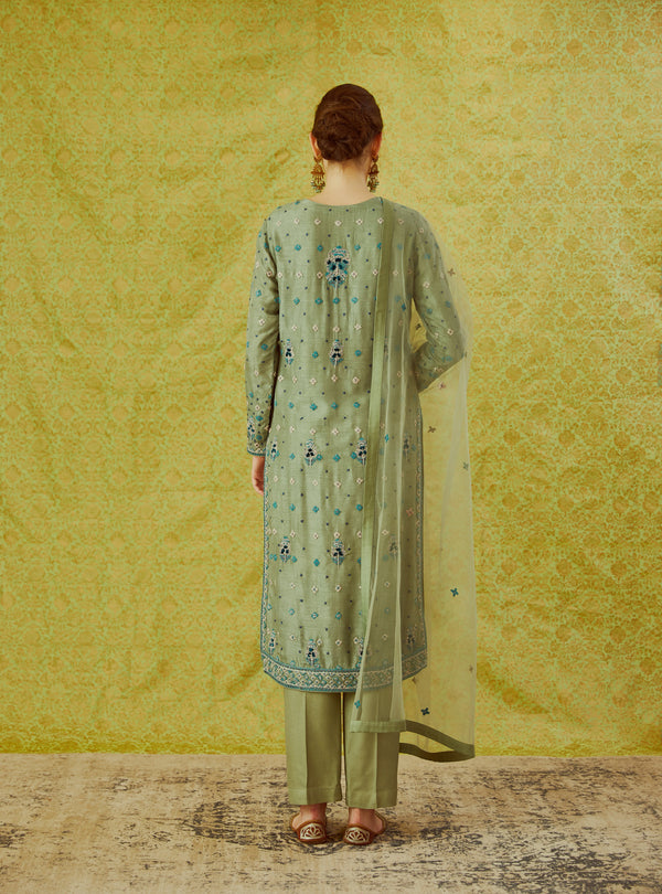 Neutral Green Kurta Set.