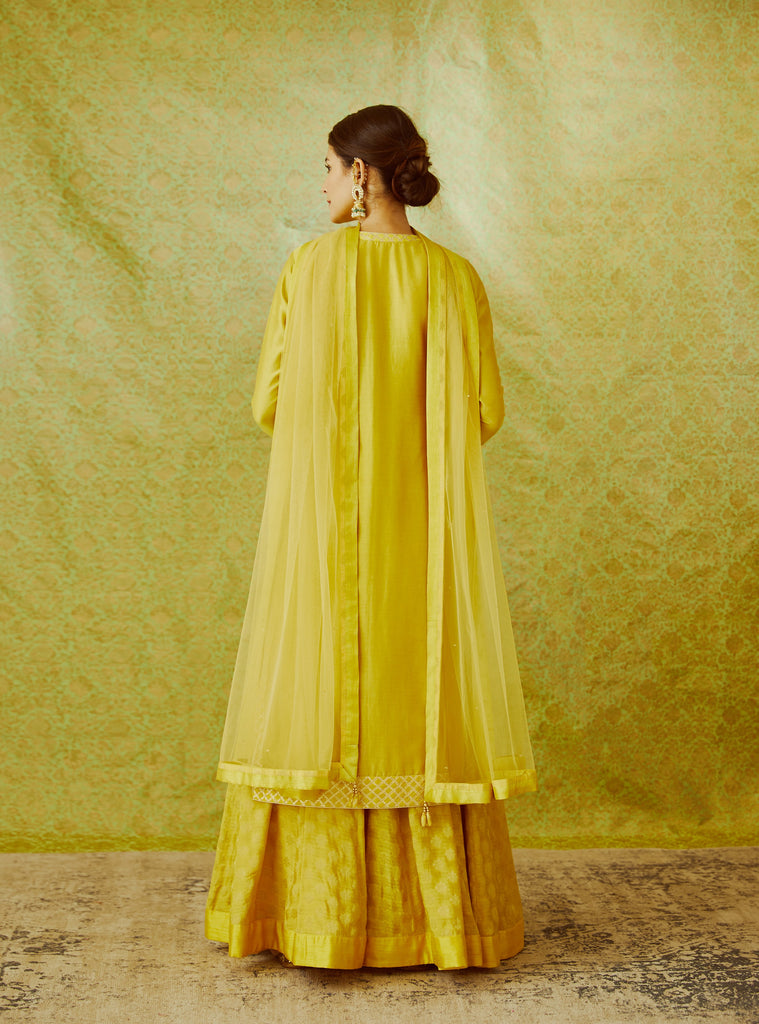 Mustard Yellow Kurta & Skirt Set.