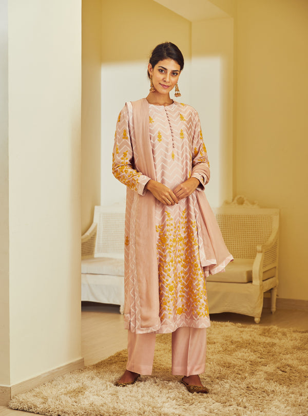 Peach Pink Kurta Set.