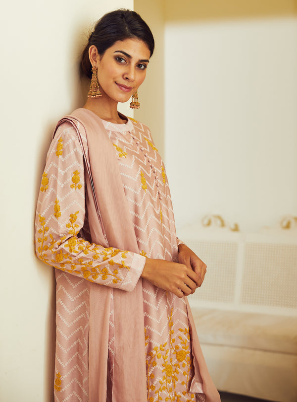 Peach Pink Kurta Set.