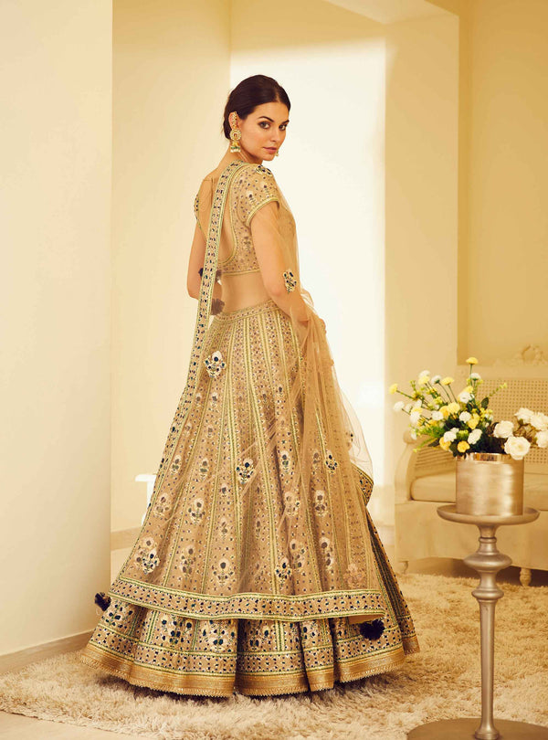 Olive Green Lehenga Set.