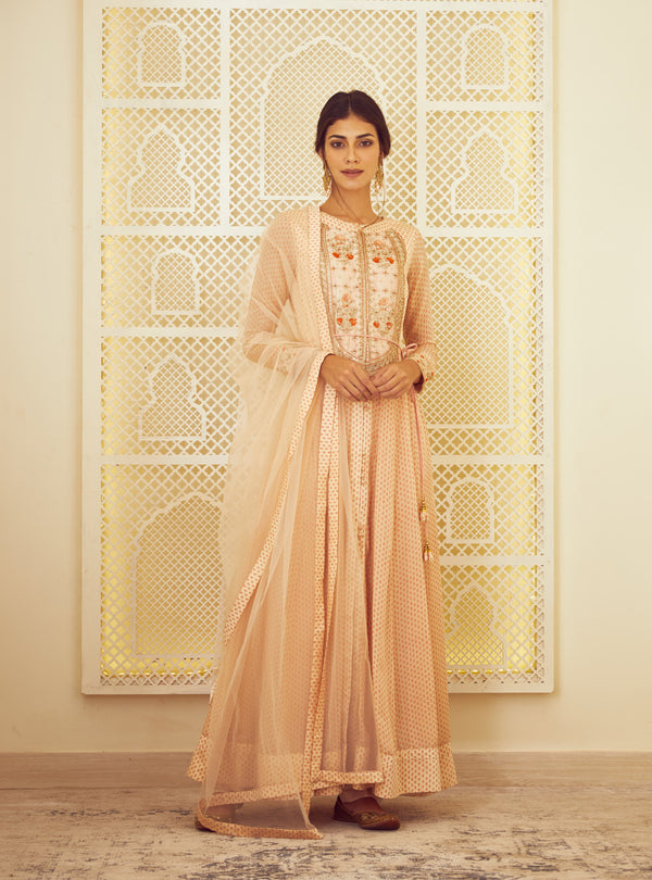 Beige Anarkali Set.