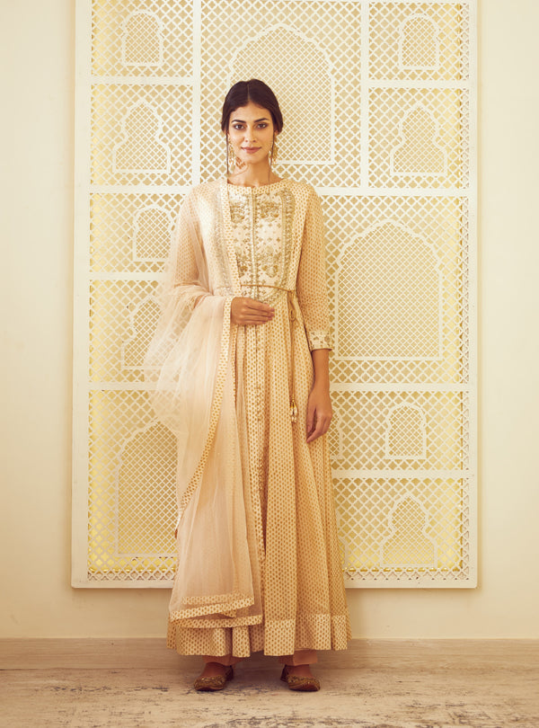 Beige Anarkali Set.