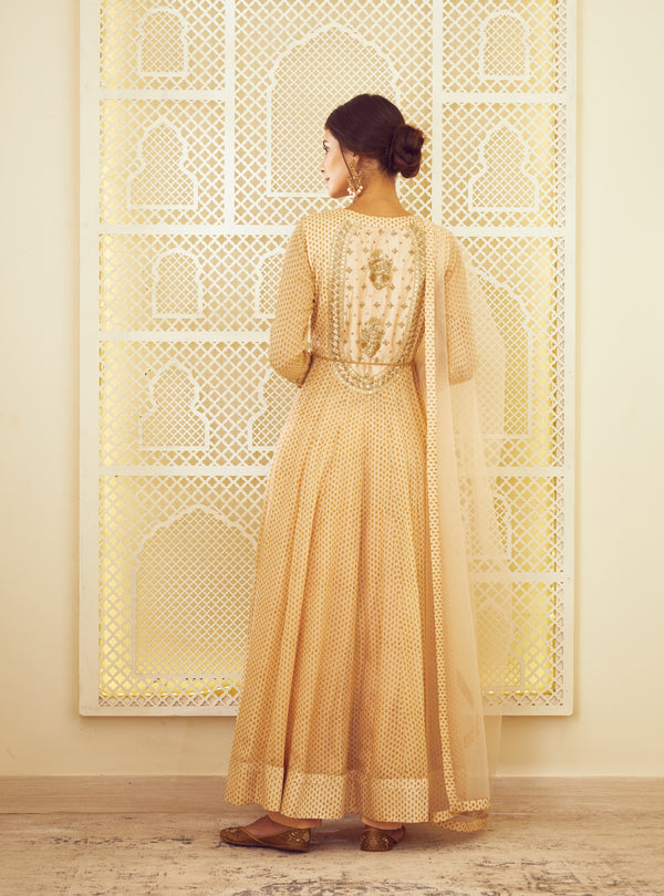 Beige Anarkali Set.