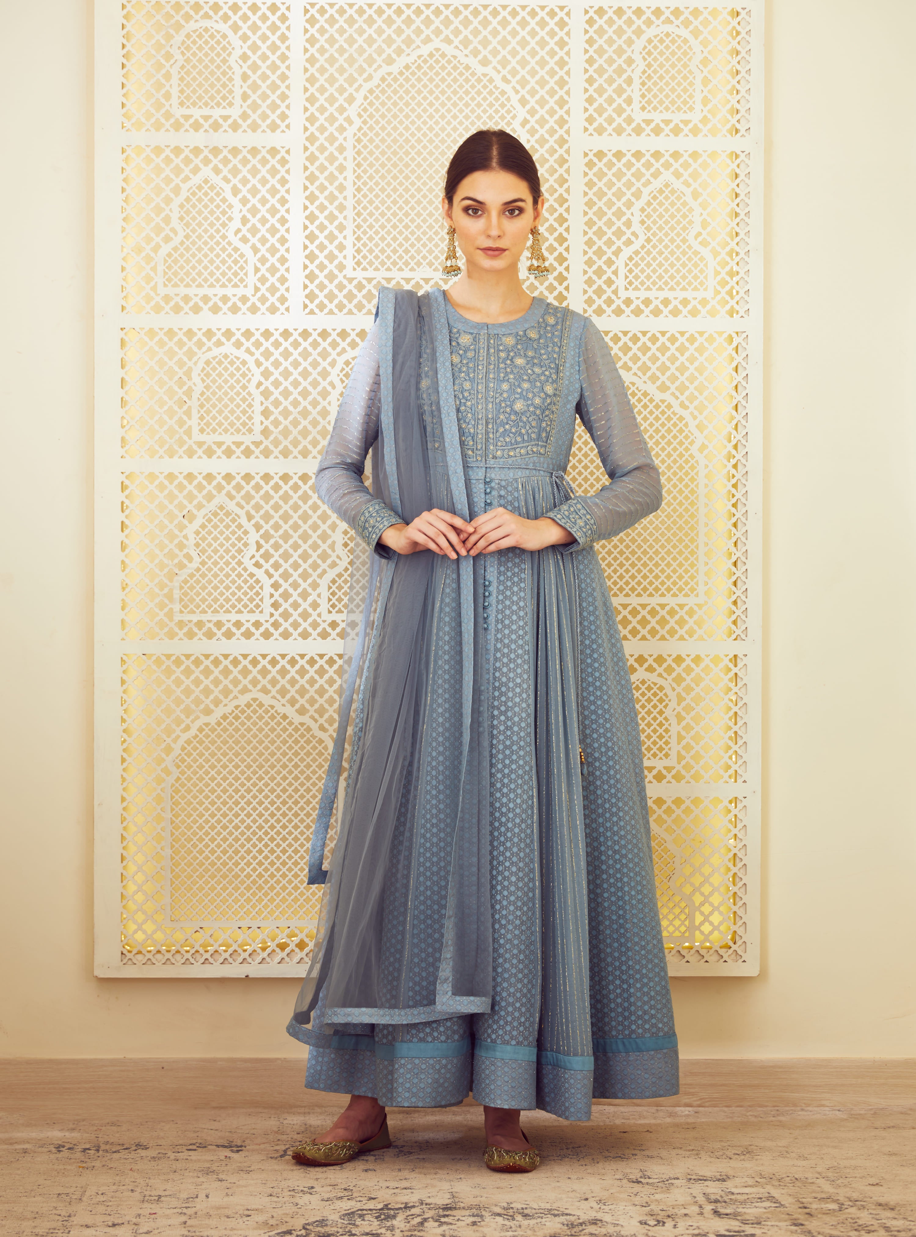 Grey anarkali hot sale