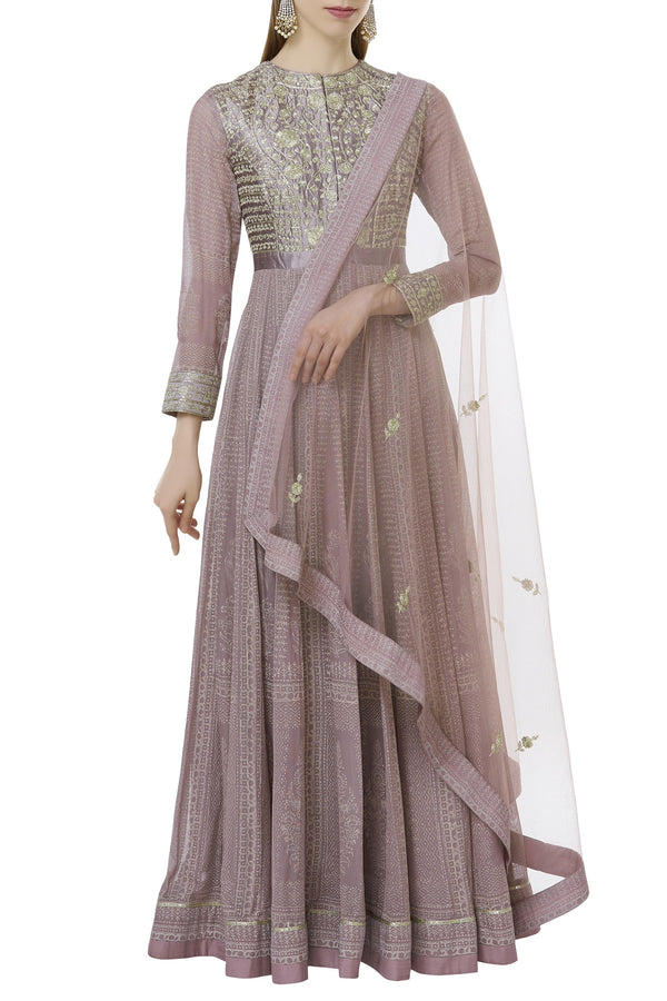 Mauve Purple Anarkali Set.