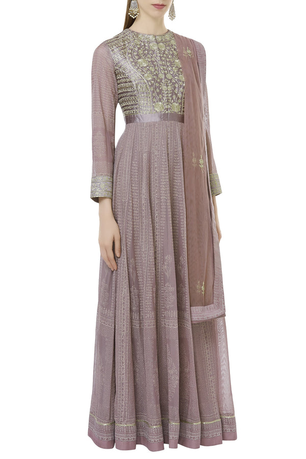 Mauve Purple Anarkali Set.