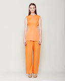 SUNSET ORANGE CHIFFON FRONT OPEN ANGRAKHA WITH TOP AND TROUSER
