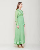 MINT GREEN CHIFFON FRONT OPEN ANGRAKHA WITH TOP AND TROUSER