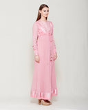 POWDER PINK CHIFFON FRONT OPEN ANGRAKHA WITH TOP AND TROUSER