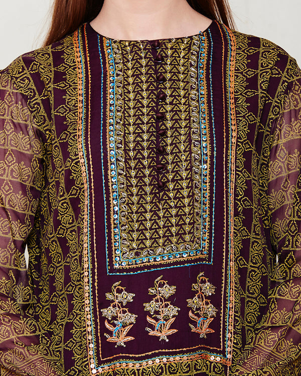 Dark Brown Kurta Set.