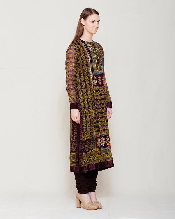 Dark Brown Kurta Set.