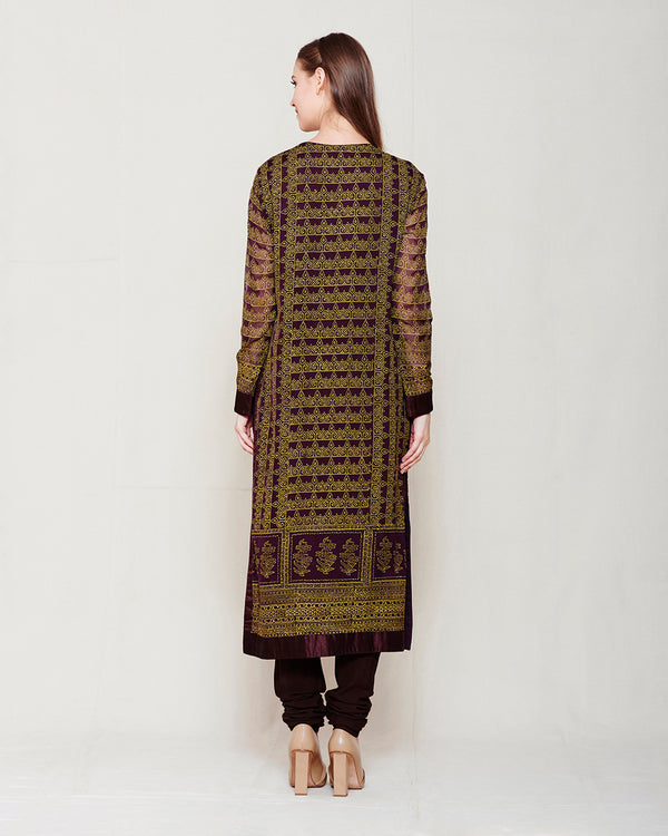 Dark Brown Kurta Set.